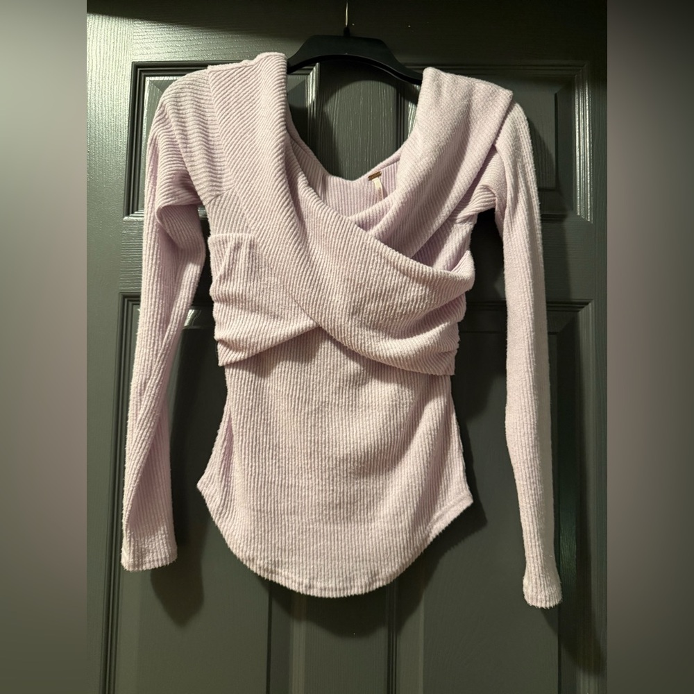 Free People Lavender Ribbed Knit Top